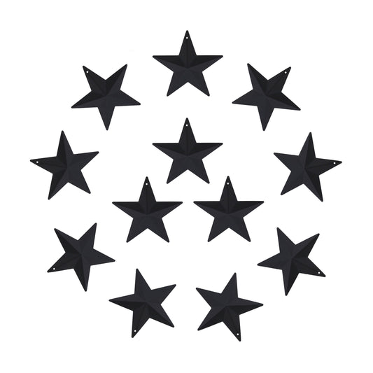 CVHOMEDECO. Country Rustic Primitive Vintage Gifts Black Small Metal Barn Star Wall/Door Decor, 2.75 Inch, Set of 12.