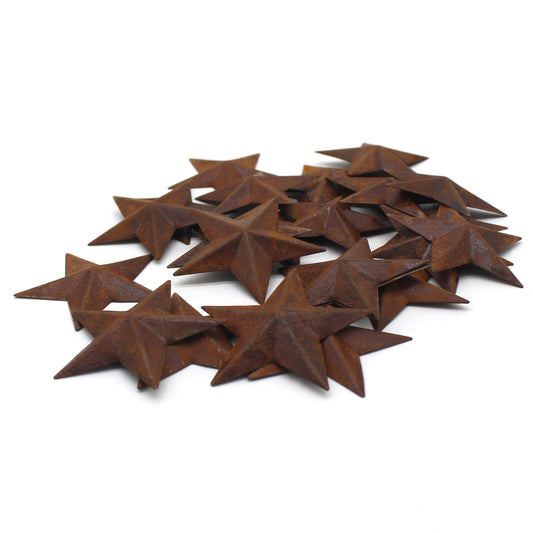 CVHOMEDECO. Primitive Rustic Country Décor. Rusty Small Metal Barn Star Home Decorative Accents, 2.25 Inch, Set of 24