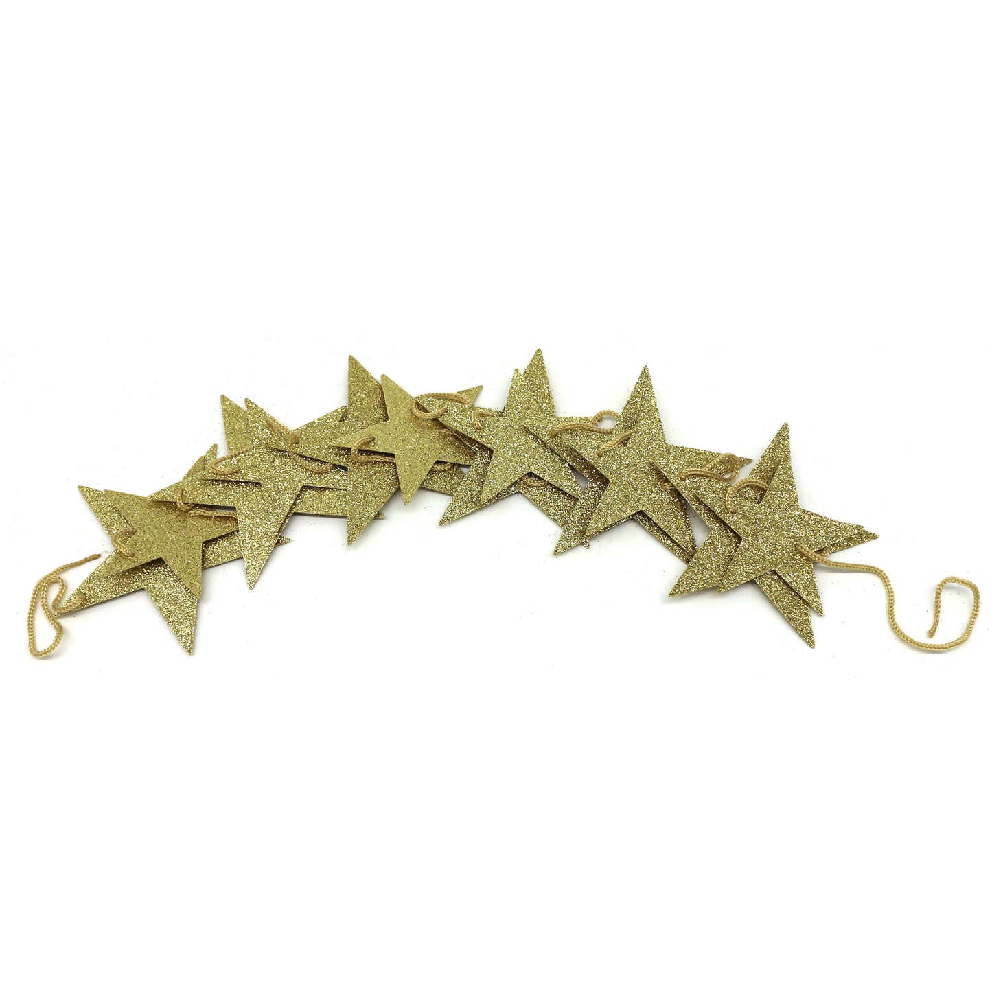 CVHOMEDECO. Twinkle Glittered Paper Star String Star Garland Unique Hanging Bunting Banner for Wedding Birthday Party Festival Home Background Decoration, 5.5 feet, Pack of 2 PCS (Golden)