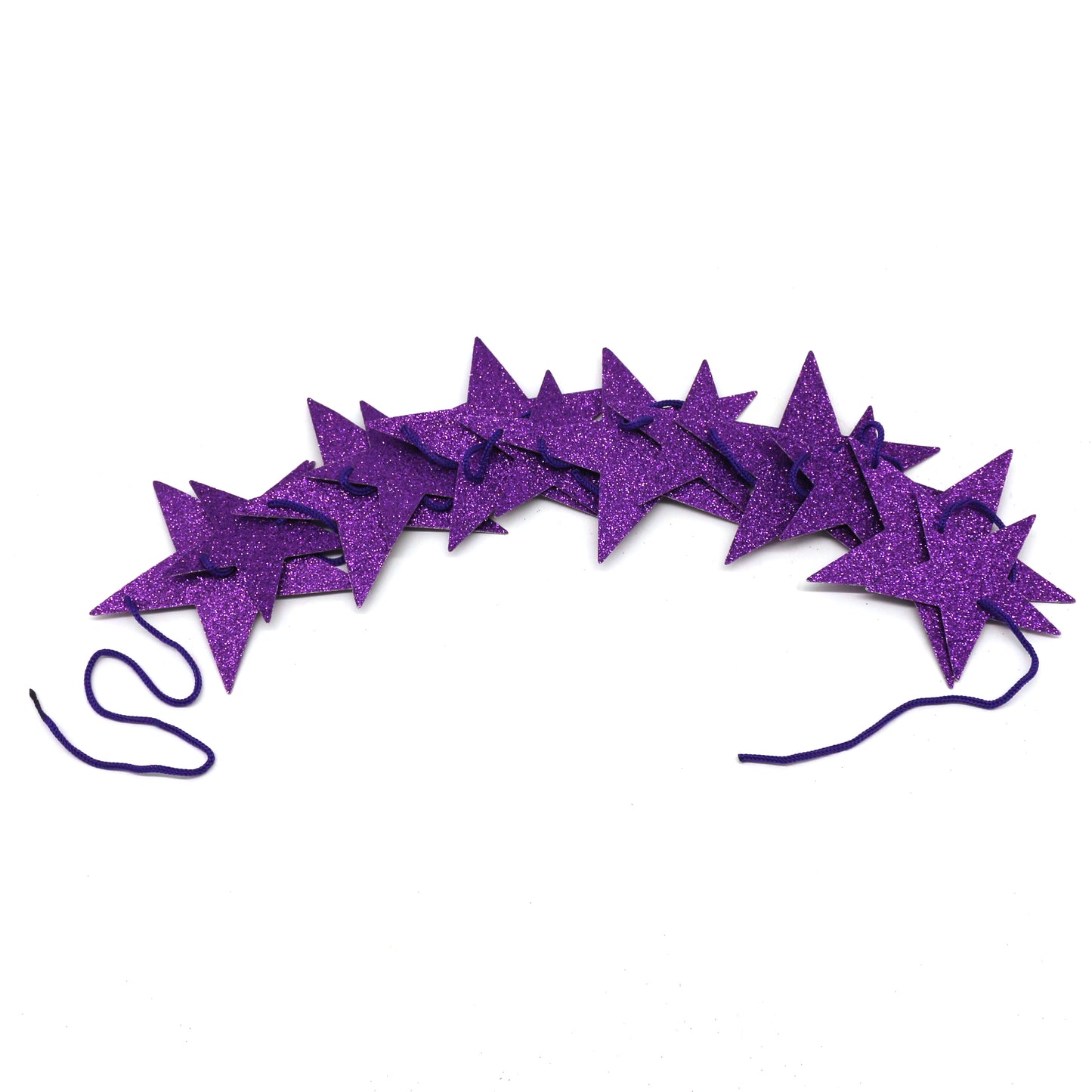 CVHOMEDECO. Twinkle Glittered Paper Star String Star Garland Unique Hanging Bunting Banner for Wedding Birthday Party Festival Home Background Decoration, 5.5 feet, Pack of 2 PCS (Purple)