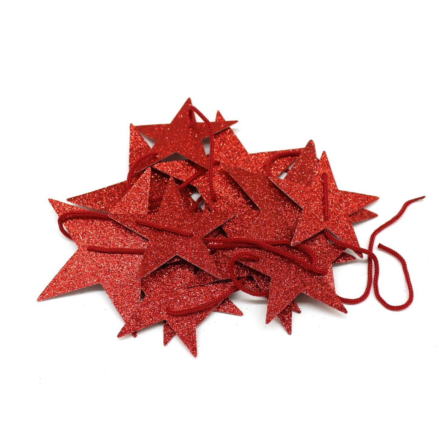 CVHOMEDECO. Twinkle Glittered Paper Star String Star Garland Unique Hanging Bunting Banner for Wedding Birthday Party Festival Home Background Decoration, 5.5 feet, Pack of 2 PCS (Red)
