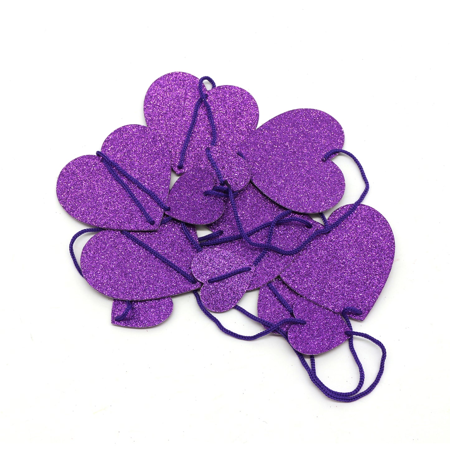 CVHOMEDECO. Twinkle Glittered Paper Heart Shape String Garland Unique Hanging Bunting Banner for Wedding Birthday Party Festival Home Background Decoration, 5.5 feet, Pack of 2 PCS (Purple)