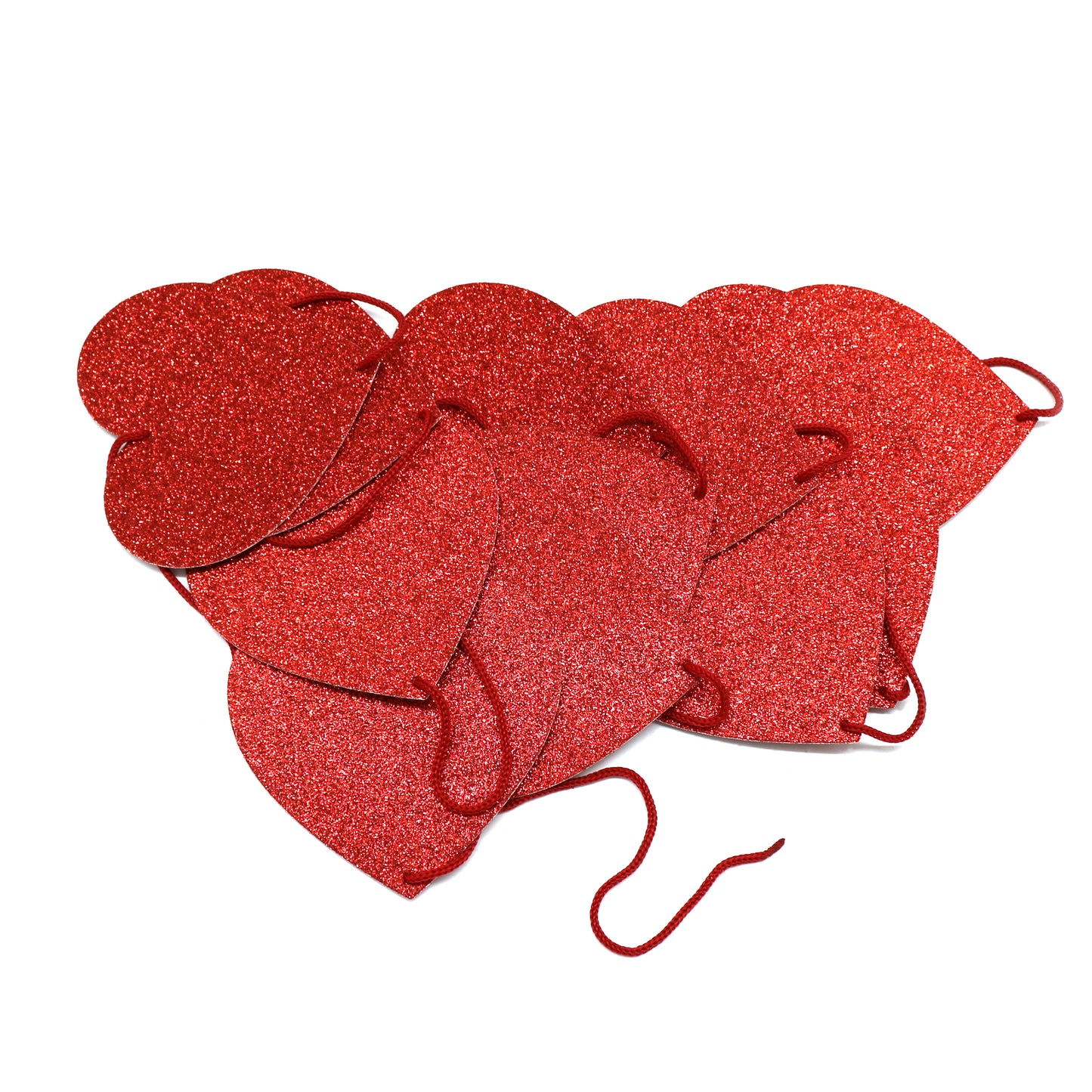 CVHOMEDECO. Red Glittered Paper Heart Shape String Garland Hanging Décor for Wedding Birthday Party Festival Home Background Decorative, 8.2 feet, Pack of 2 PCS