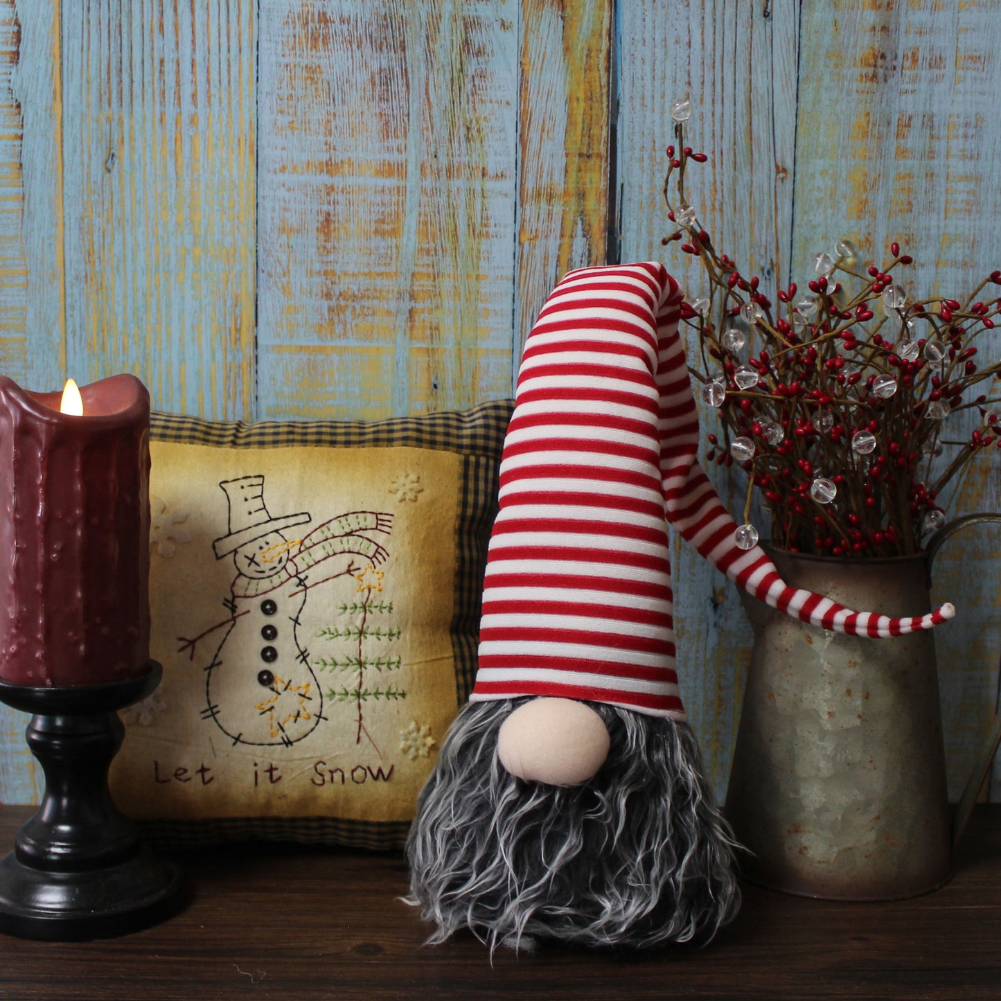 CVHOMEDECO. Handmade Swedish Gnome Plush Figurines Swedish Tomte for Home Décor, Winter Ornaments, Christmas and Holiday Party Decorations, 26 Inches, Stripe Hat