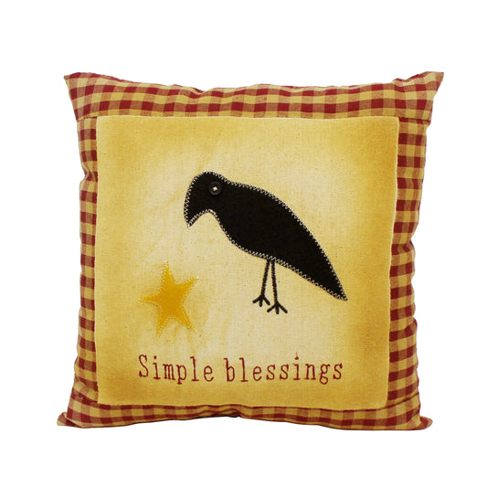 CVHOMEDECO. Primitives Simple Blessings Embroidered Throw Pillow Covers Cushion Case for Couch Sofa Bed. 11 x 11 Inch. Insert Not Included