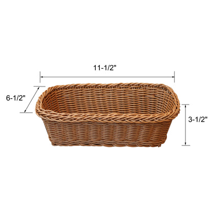 CVHOMEDECO. Rectangle Imitation Rattan Woven Cutlery Storage Organizer Fruit Basket Egg Basket Handmade Serving Basket for Kitchen Table, Cabinet, Pantry. Brown.