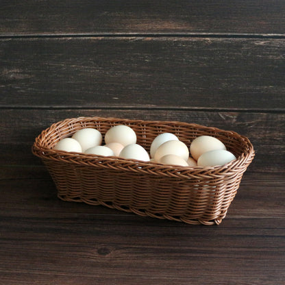 CVHOMEDECO. Rectangle Imitation Rattan Woven Cutlery Storage Organizer Fruit Basket Egg Basket Handmade Serving Basket for Kitchen Table, Cabinet, Pantry. Brown.