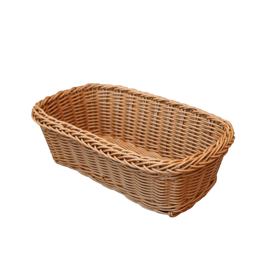 CVHOMEDECO. Rectangle Imitation Rattan Woven Cutlery Storage Organizer Fruit Basket Egg Basket Handmade Serving Basket for Kitchen Table, Cabinet, Pantry. Brown.