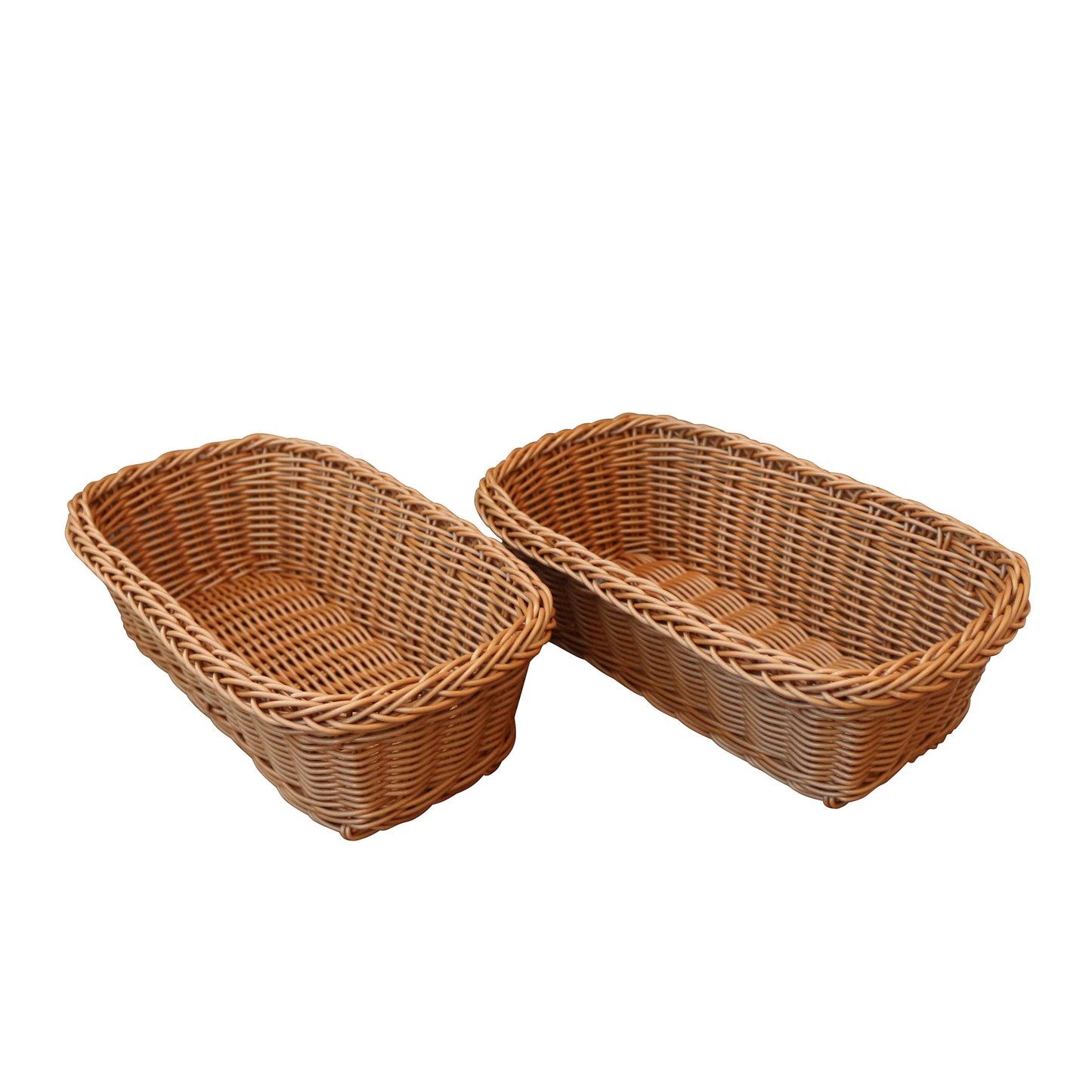 CVHOMEDECO. Rectangle Imitation Rattan Woven Cutlery Storage Organizer Fruit Basket Egg Basket Handmade Serving Basket for Kitchen Table, Cabinet, Pantry. Brown. Set of 2.