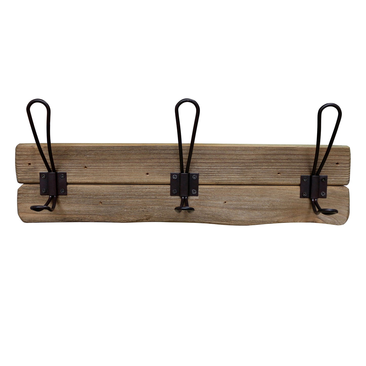 CVHOMEDECO. Rustic Solid Wood Wall Mounted Coat Rack with 3 Double Hooks Primitives Wooden Coat Hooks for Entryway, Kitchen, Bathroom. Brown.