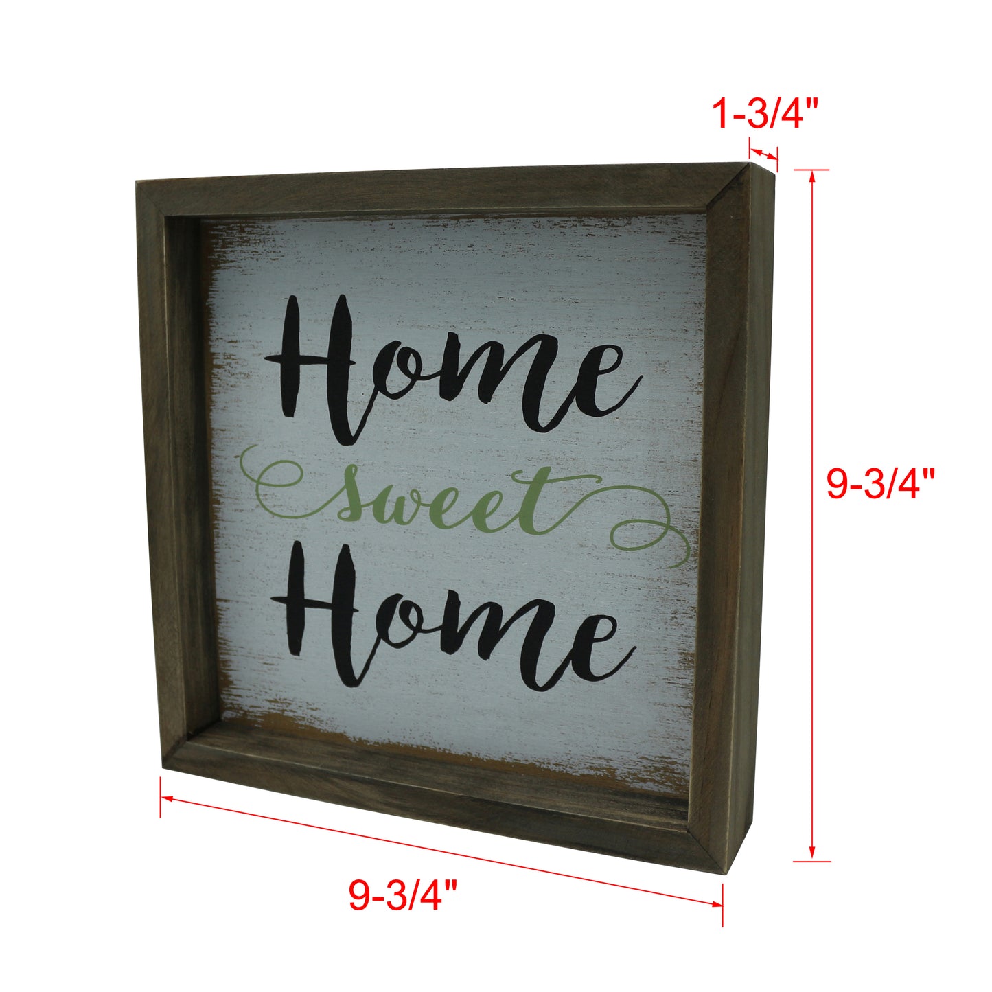 CVHOMEDECO. Primitives Distressed "Home sweet Home" Shadow Box Frame Wall Mounted Hanging Decor Art, 9.75 x 9.75 Inch