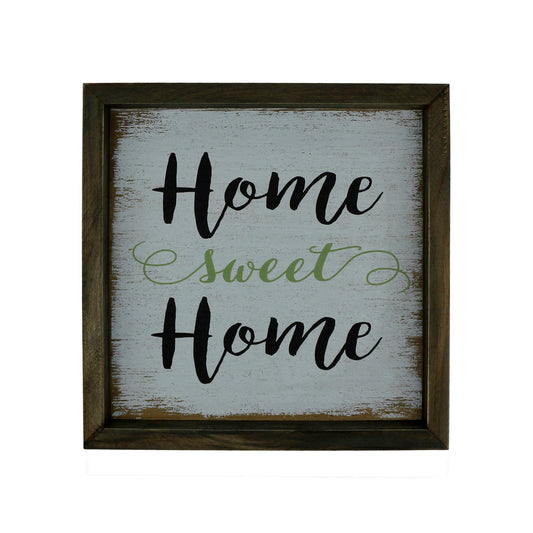 CVHOMEDECO. Primitives Distressed "Home sweet Home" Shadow Box Frame Wall Mounted Hanging Decor Art, 9.75 x 9.75 Inch