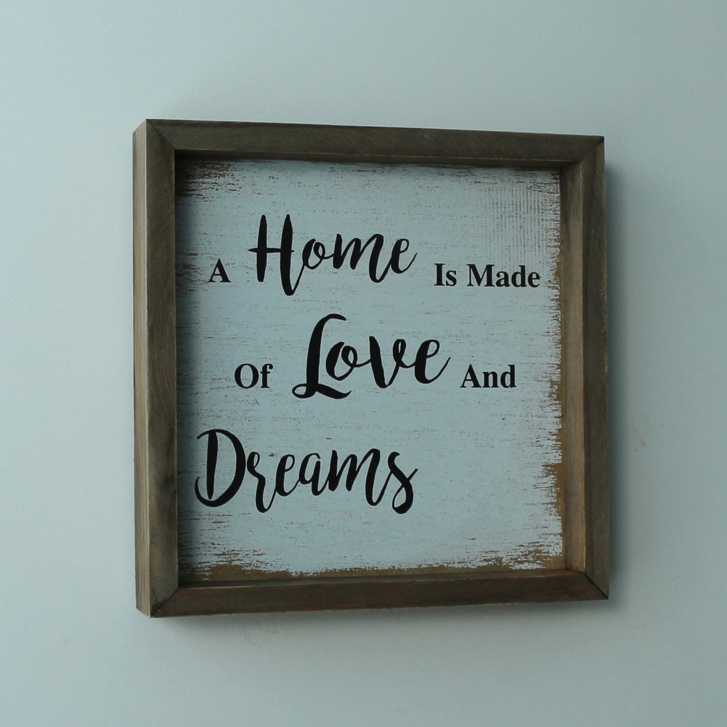 CVHOMEDECO. Vintage Distressed "A home is made of love and dreams" Shadow Box Frame Wall Mounted Hanging Decor Art, 9.75 x 9.75 Inch