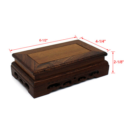 CVHOMEDECO. Primitives Rustic Rosewood Rectangle Display Stand Vase Pot Base Fishbowl Pedestal Stand. 6.5 Inch