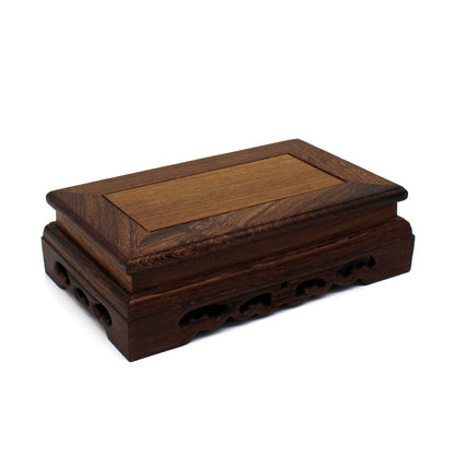 CVHOMEDECO. Primitives Rustic Rosewood Rectangle Display Stand Vase Pot Base Fishbowl Pedestal Stand. 6.5 Inch