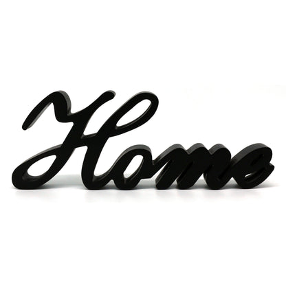 CVHOMEDECO. Matt Black Wooden Words Sign Free Standing "Home" Desk/Table/Shelf/Home Wall/Office Decoration Art, 11.75 x 4.25 x 1 Inch