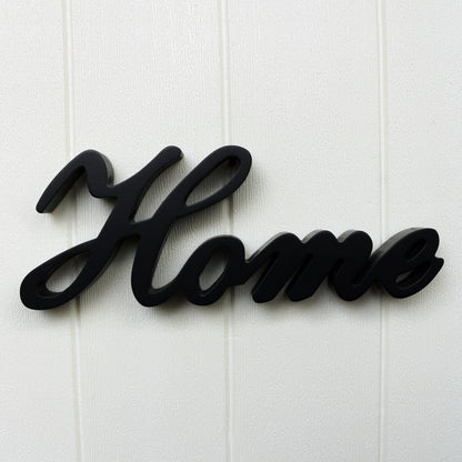 CVHOMEDECO. Matt Black Wooden Words Sign Free Standing "Home" Desk/Table/Shelf/Home Wall/Office Decoration Art, 11.75 x 4.25 x 1 Inch