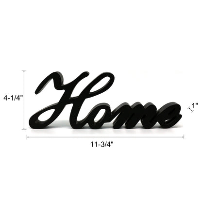 CVHOMEDECO. Matt Black Wooden Words Sign Free Standing "Home" Desk/Table/Shelf/Home Wall/Office Decoration Art, 11.75 x 4.25 x 1 Inch