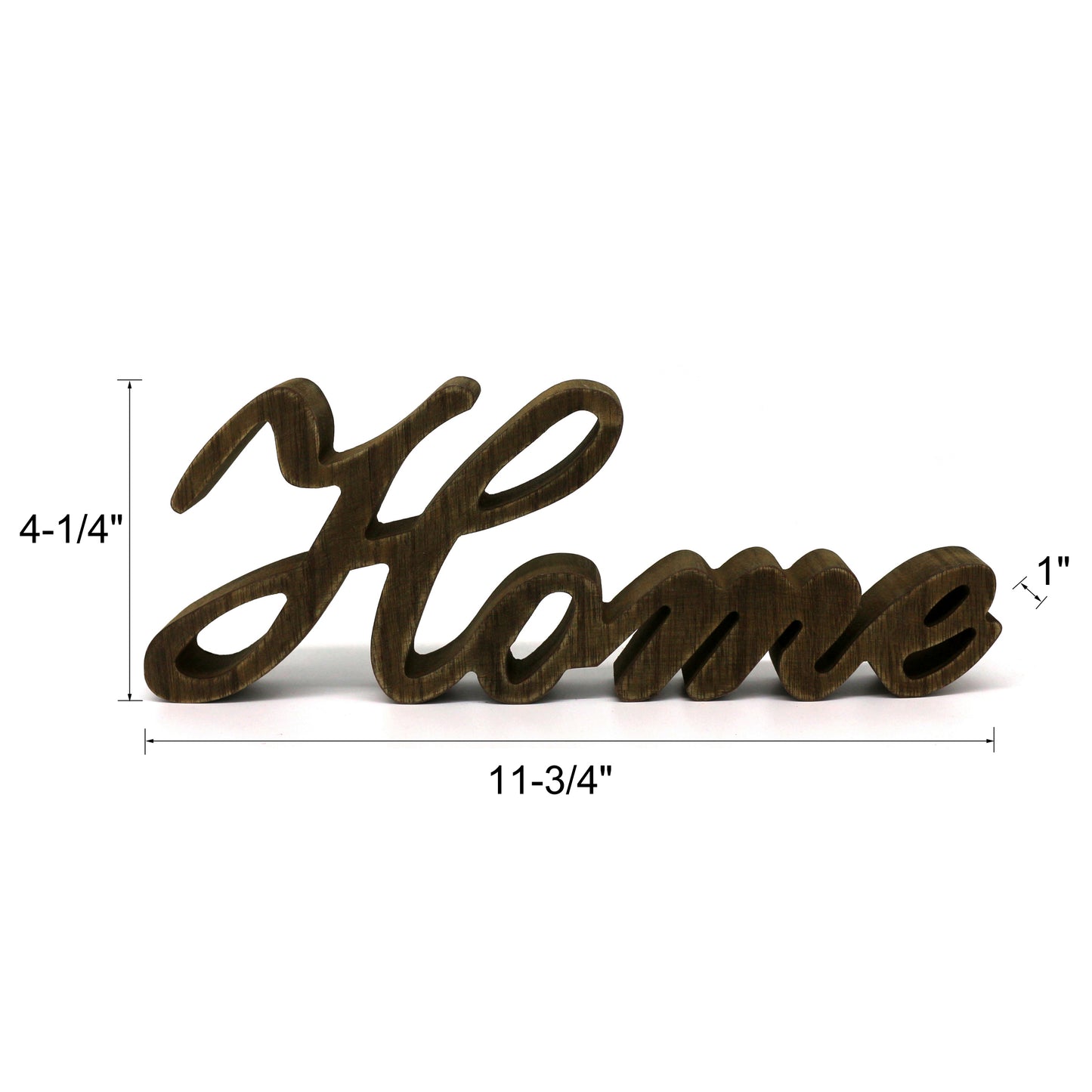 CVHOMEDECO. Rustic Vintage Distressed Wooden Words Sign Free Standing "Home" Tabletop/Shelf/Home Wall/Office Decoration Art, 11.75 x 4.25 x 1 Inch