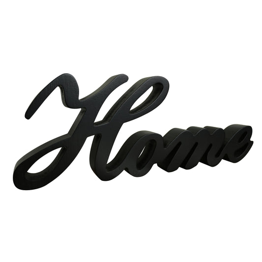 CVHOMEDECO. Matt Black Wooden Words Sign Free Standing "Home" Desk/Table/Shelf/Home Wall/Office Decoration Art, 11.75 x 4.25 x 1 Inch