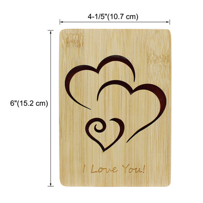 CVHOMEDECO. I Love You Card Greeting Cards Handmade with Natural Bamboo Wood, Idea Gifts for Wife, Him, Her or Just Because, Valentines Day Anniversary Birthdays Mother's Day Gift Card