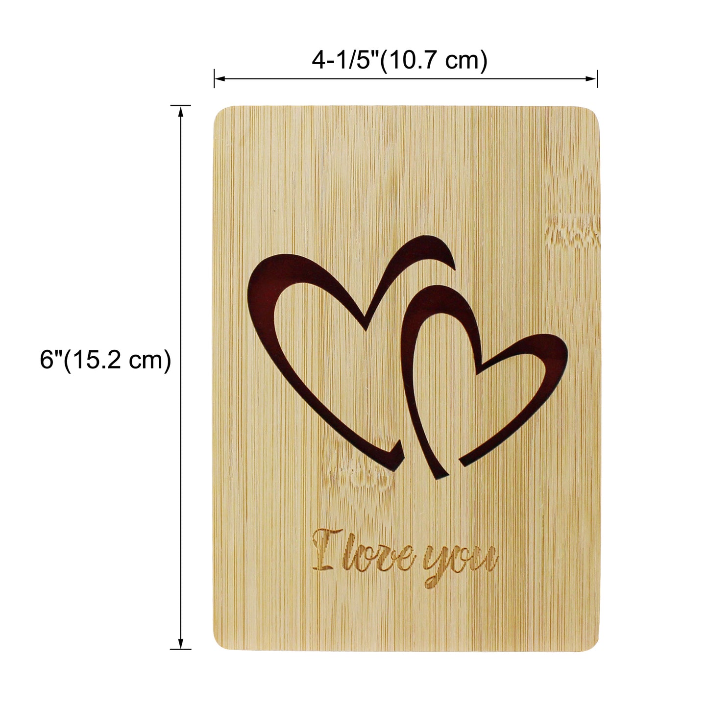 CVHOMEDECO. I Love You Card Greeting Cards Handmade with Natural Bamboo Wood, Idea Gifts for Wife, Him, Her or Just Because, Valentines Day Anniversary Birthdays Mother's Day Gift Card